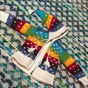 Colorful Striped Knit Sweater with Tassels